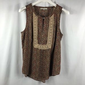 Danielle rainbow Women’s top sleeveless size L multicolor w/ embroidery